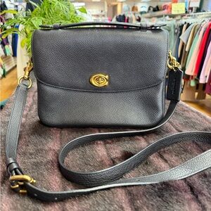 Coach Black Pebble Leather Crossbody with Gold Turnlock